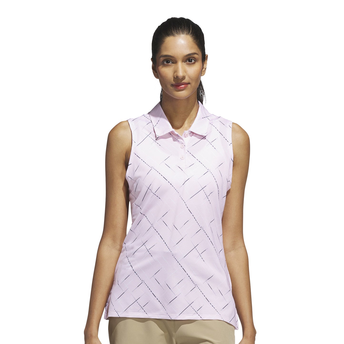adidas Golf Ladies Linear Print Sleeveless Polo