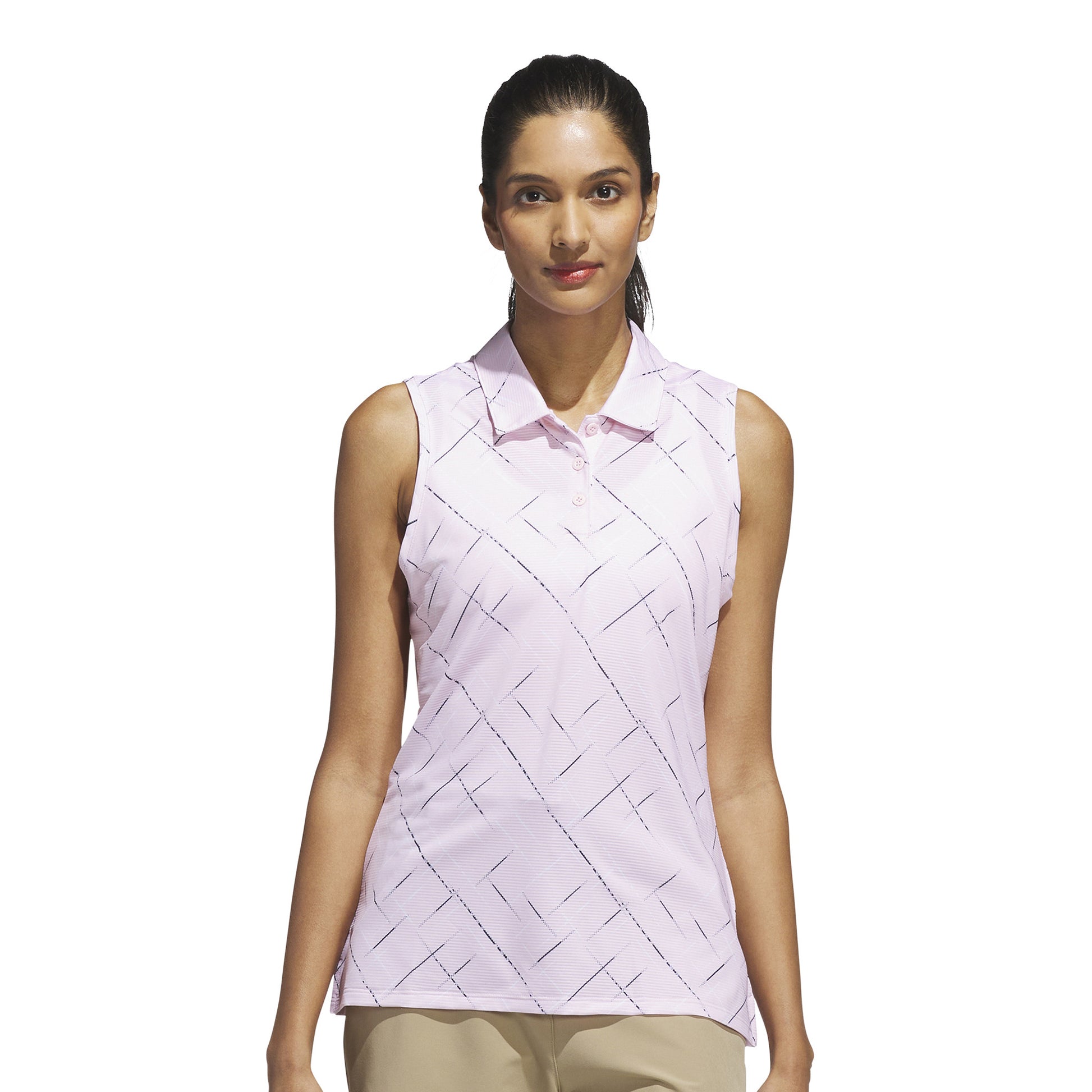 adidas Golf Ladies Linear Print Sleeveless Polo