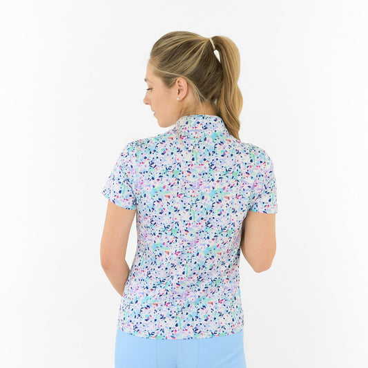 Pure Ladies Short Sleeve Polo in Muti-Coloured Print