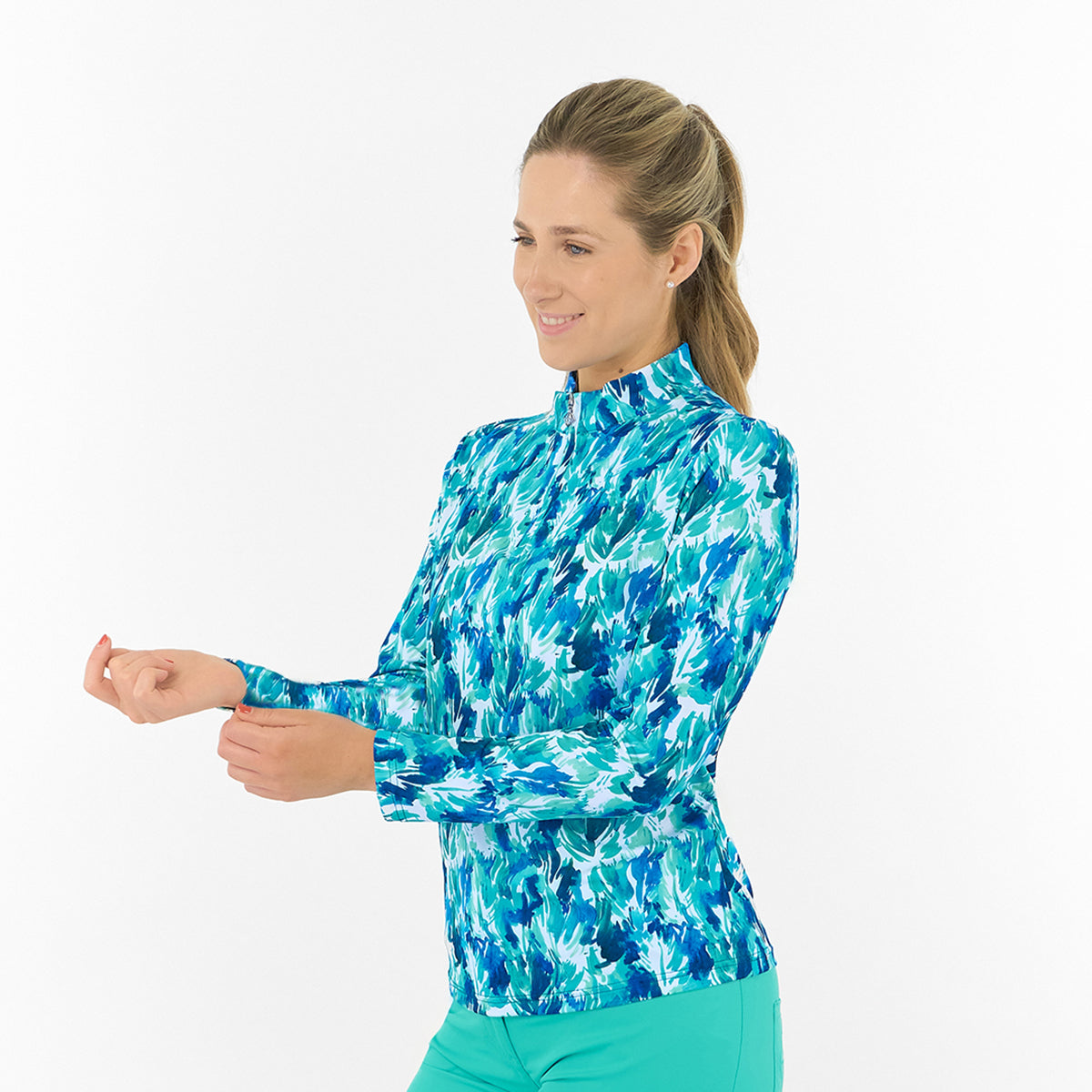 Pure Ladies Long Sleeve Golf Top with Mesh Panels for Breathable Comfort & Sleek Style