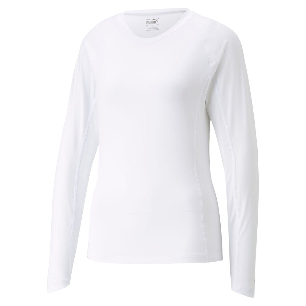 Puma Ladies Long Sleeve Crew Neck Top with UPF50+ in Bright White