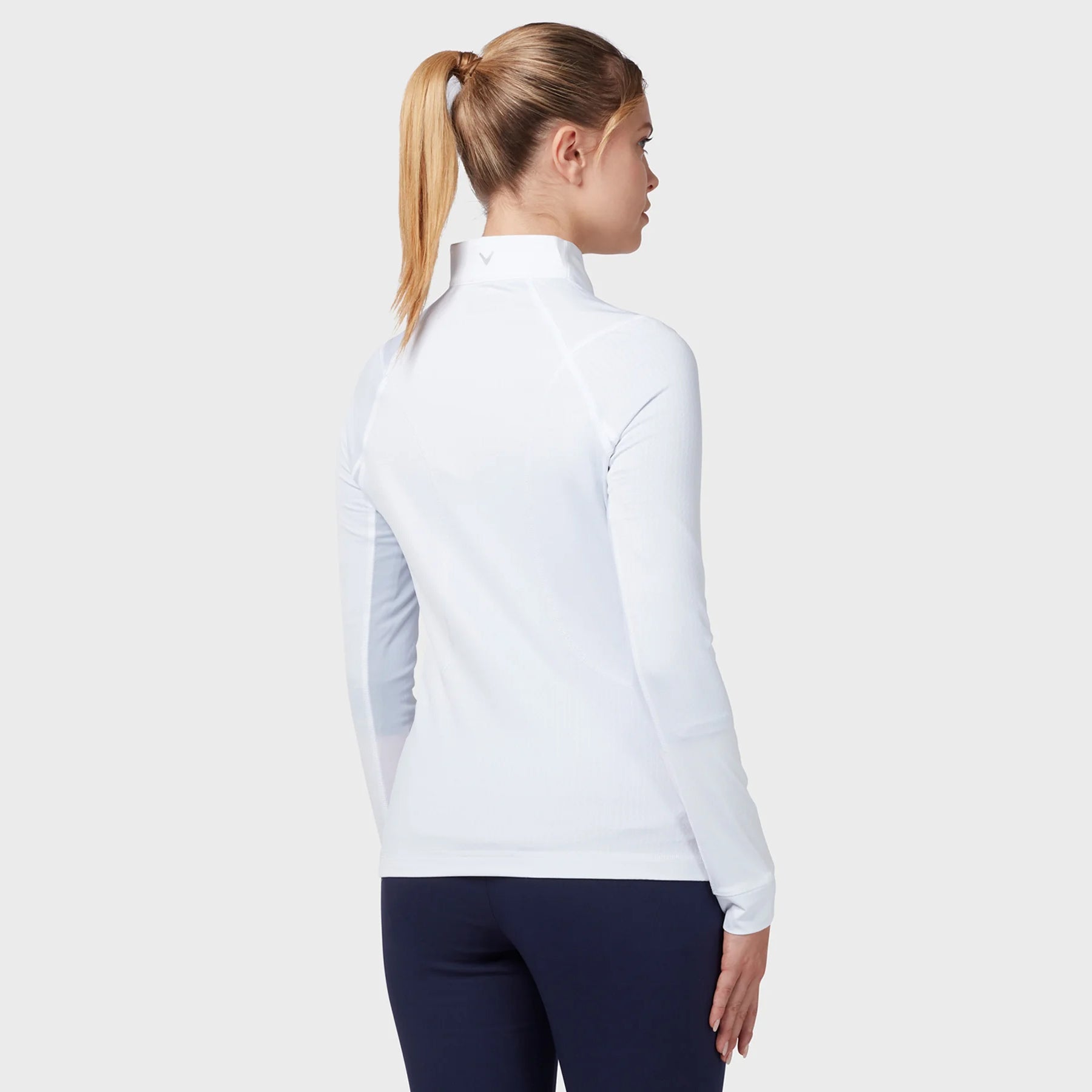 Callaway Ladies Brilliant White Zip Neck Golf Top With Mesh Panels