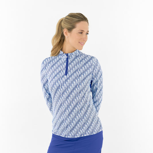 Pure Ladies Long Sleeve Golf Top with Mesh Panels for Breathable Comfort & Sleek Style