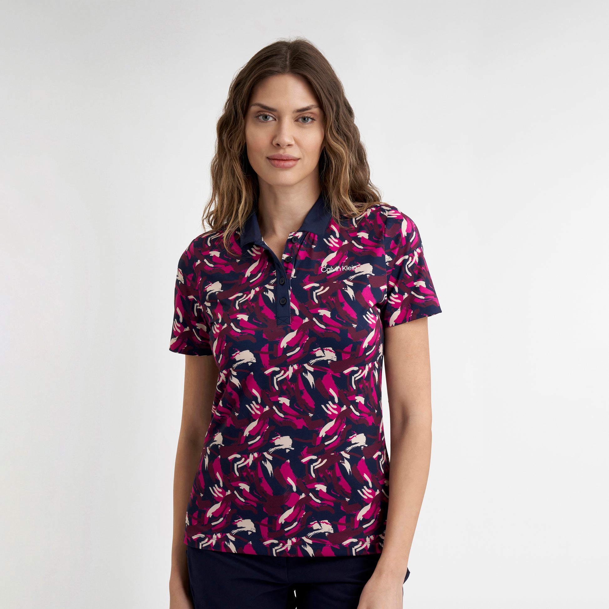 Calvin Klein Ladies Polo with Brushstroke Print