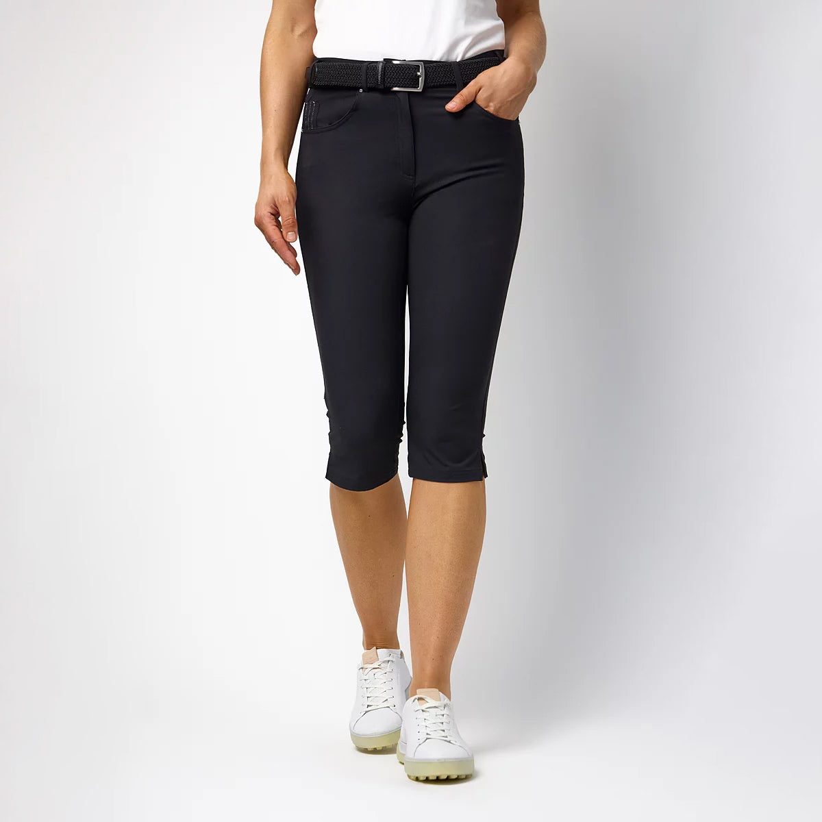 Glenmuir Ladies Black Pedal Pushers - Tailored Stretch Fit with Diamanté Detailing