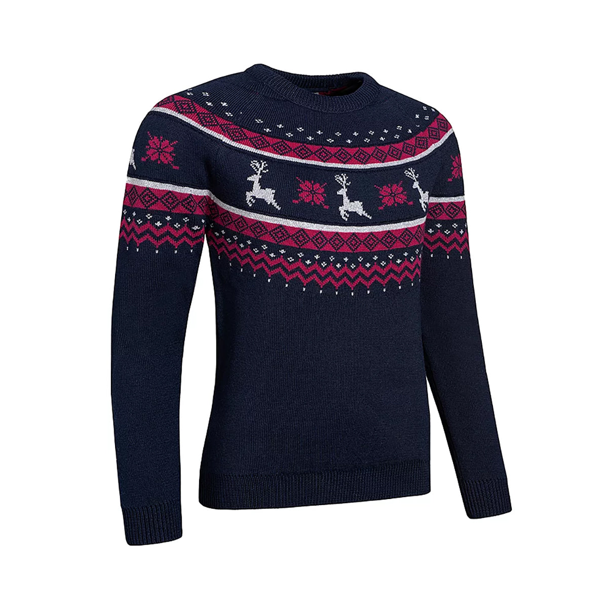 Glenmuir Ladies Merino Blend Festive Reindeer Sweater in Navy