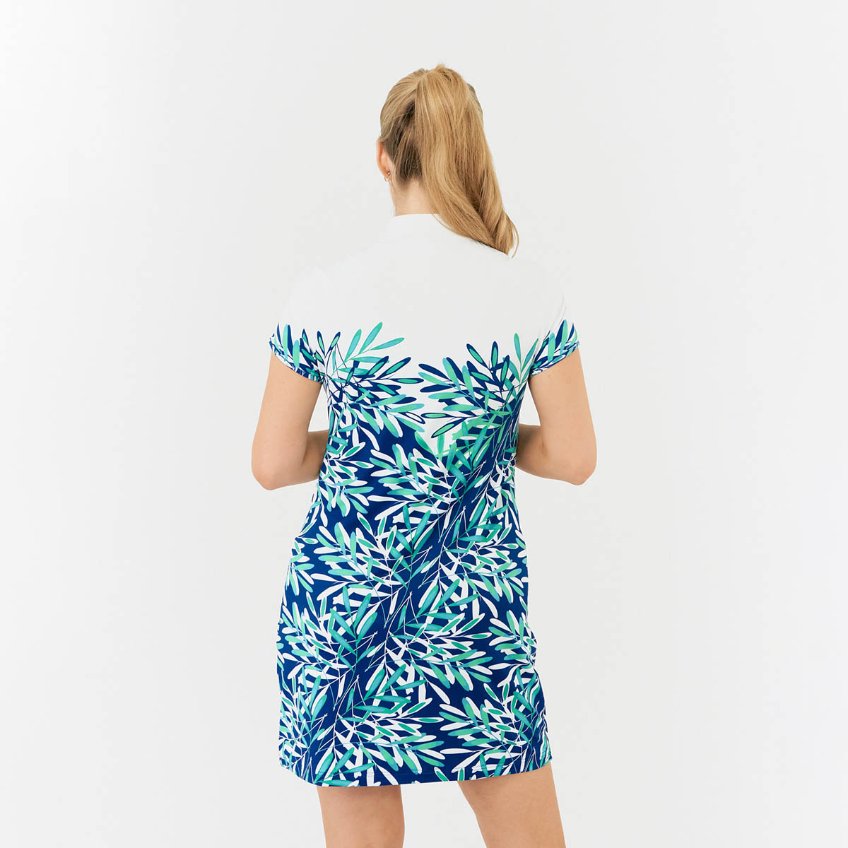 Pure Golf Cap Sleeve Palm Print Dress