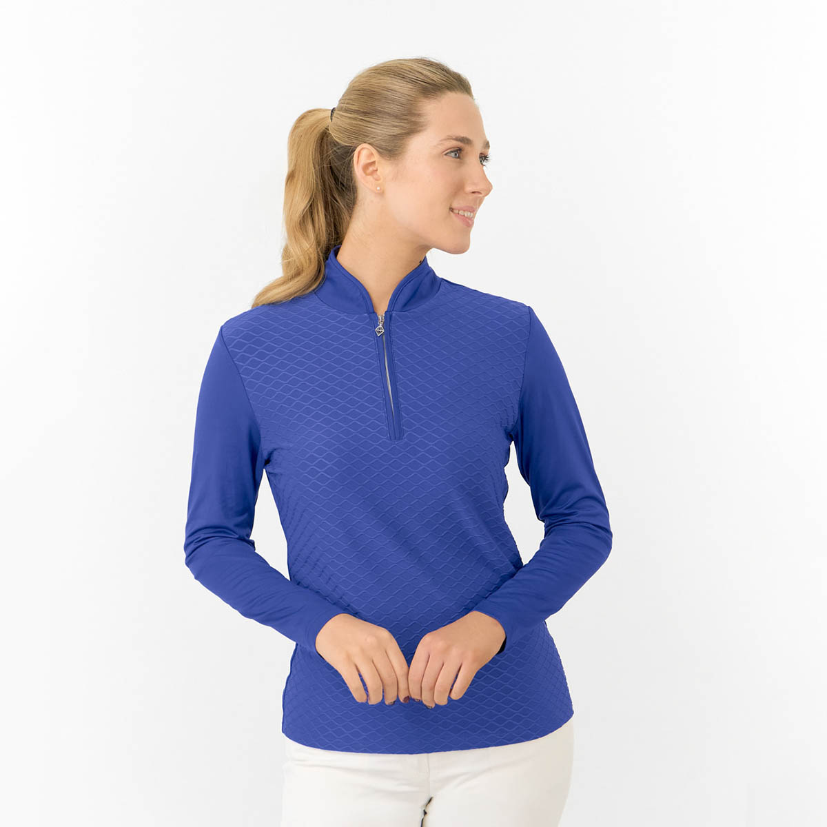 Pure Golf Ladies Long Sleeve Golf Top with Wave Print