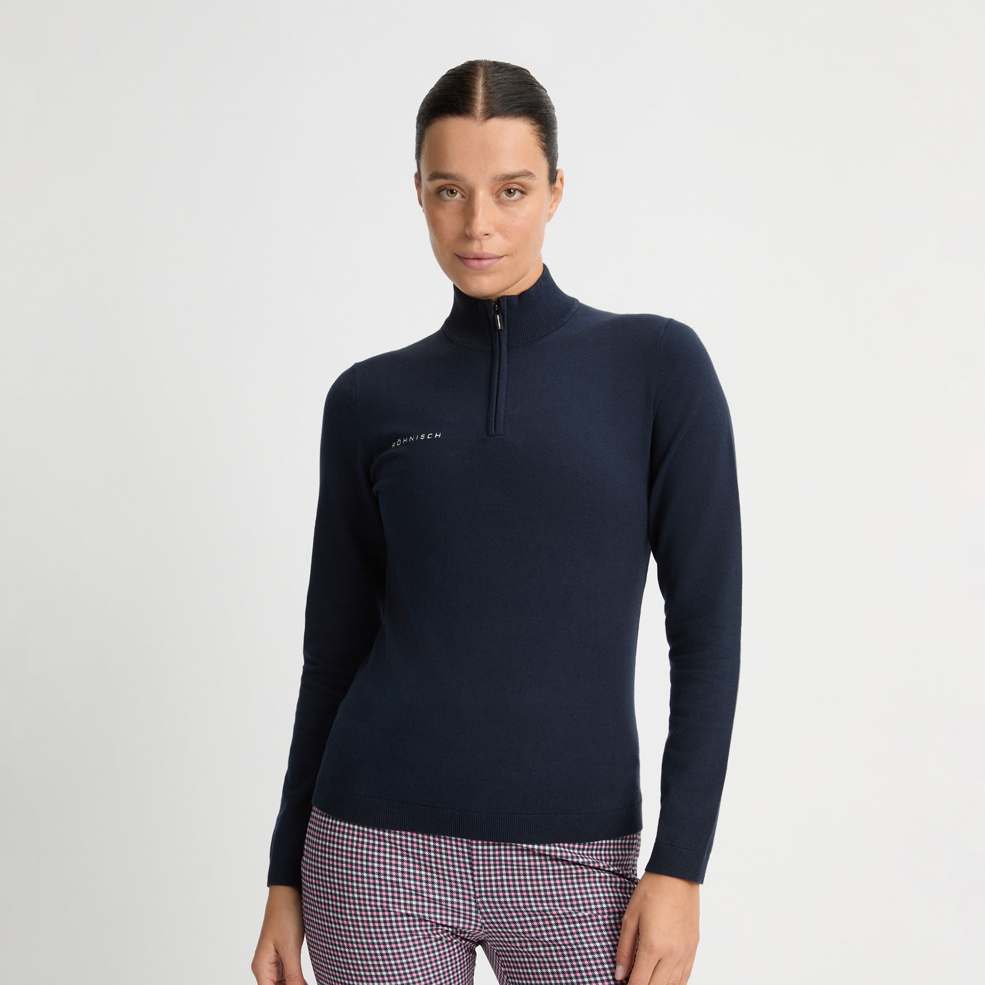 Rohnisch Ladies Navy Knitted Zip-Neck Sweater - Last One XL Only Left