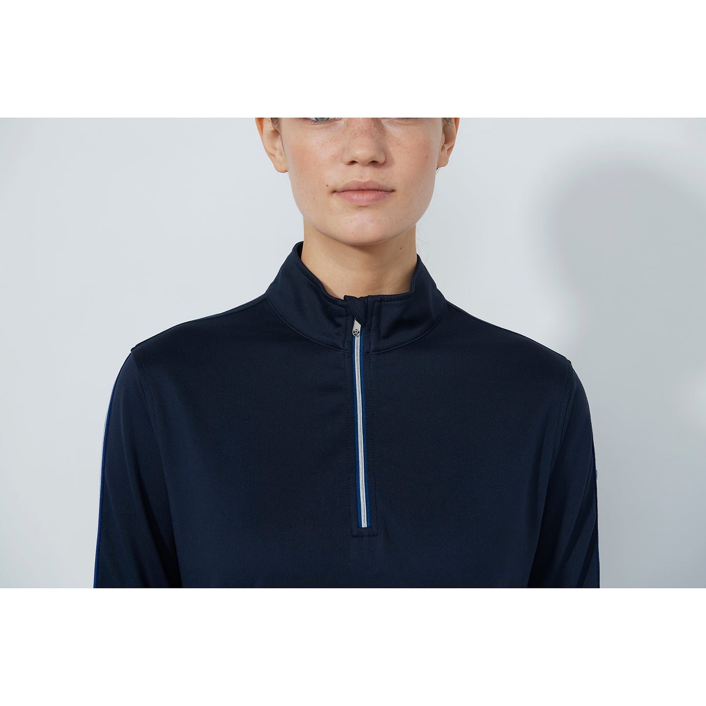 Daily Sports Ladies Long Sleeve Top in Navy with Contrast Ribbon