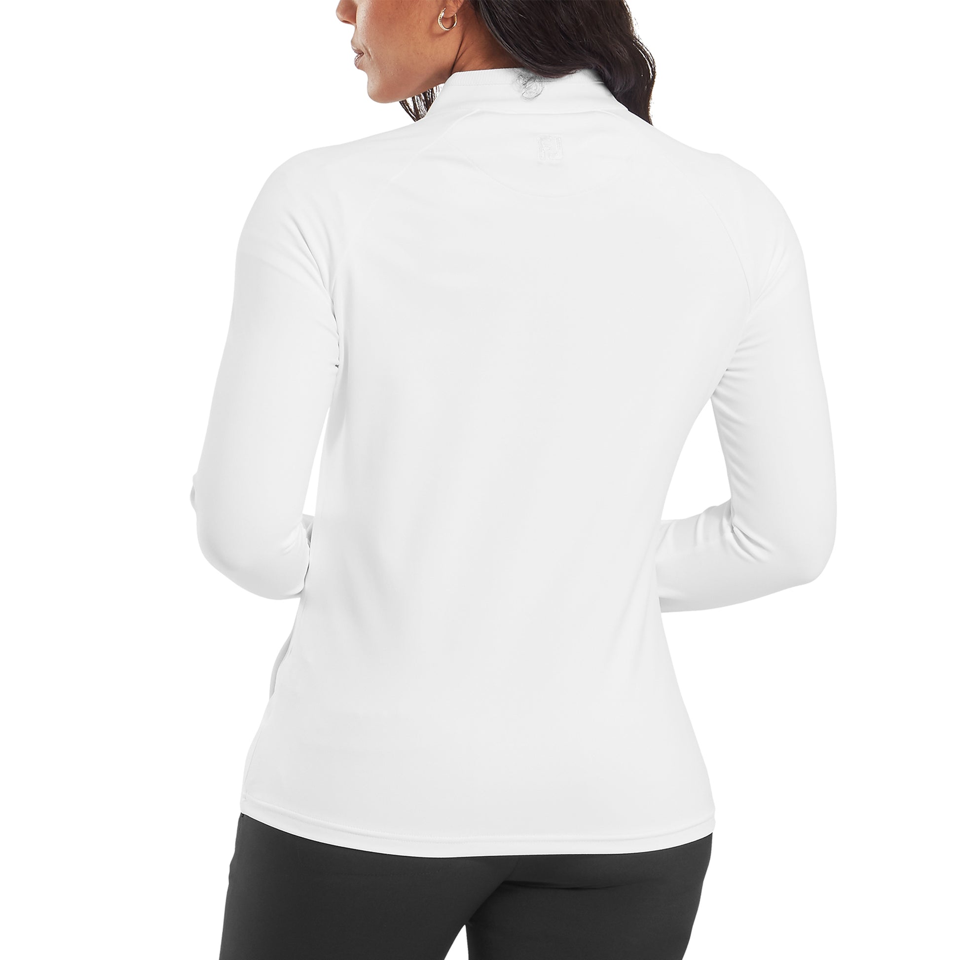 FootJoy Ladies Zip-Neck Mid-Layer in White with Ribbed Trim Detail