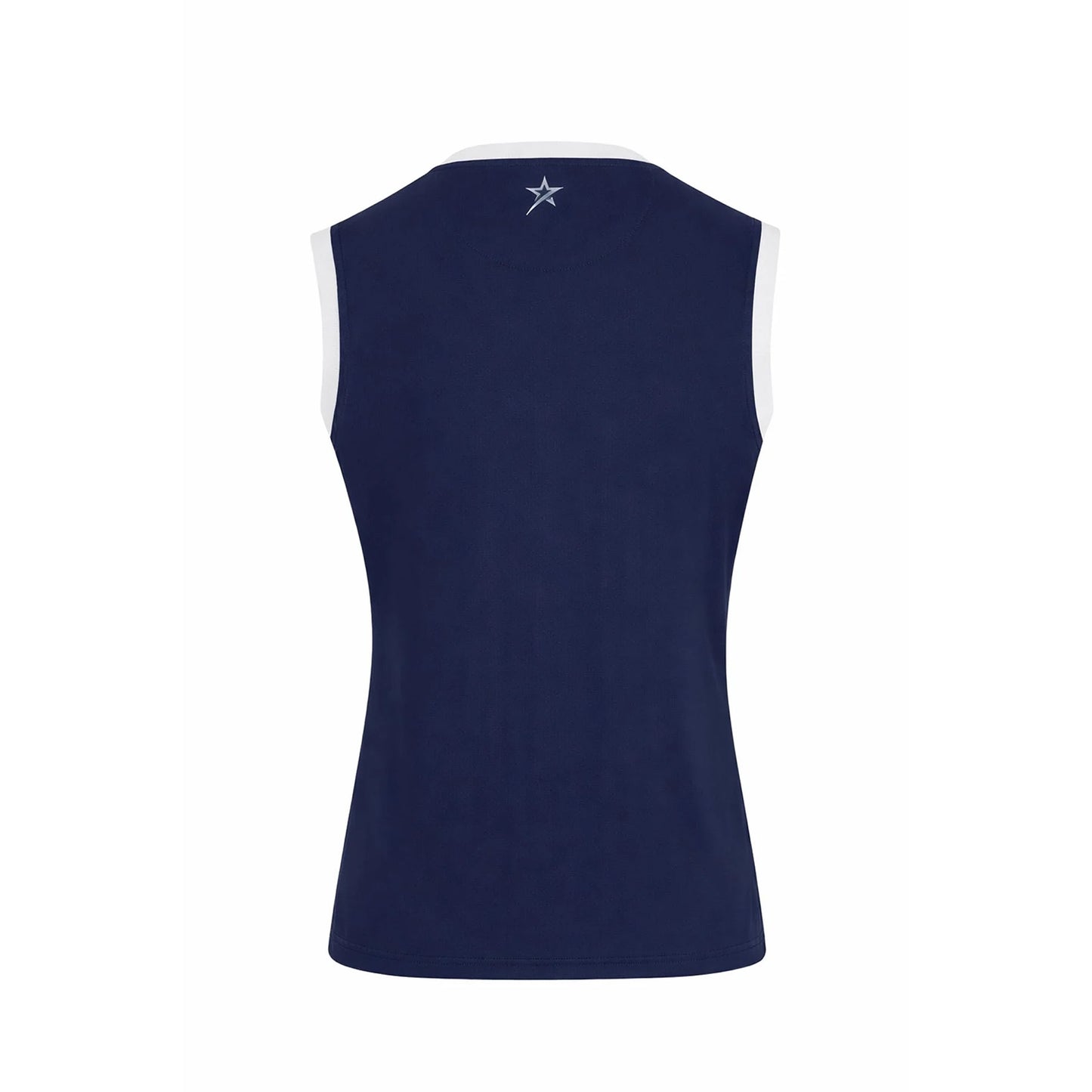 Swing Out Sister Ladies Sleeveless Polo in Navy with Neat Contrast Trim for a Polished Look