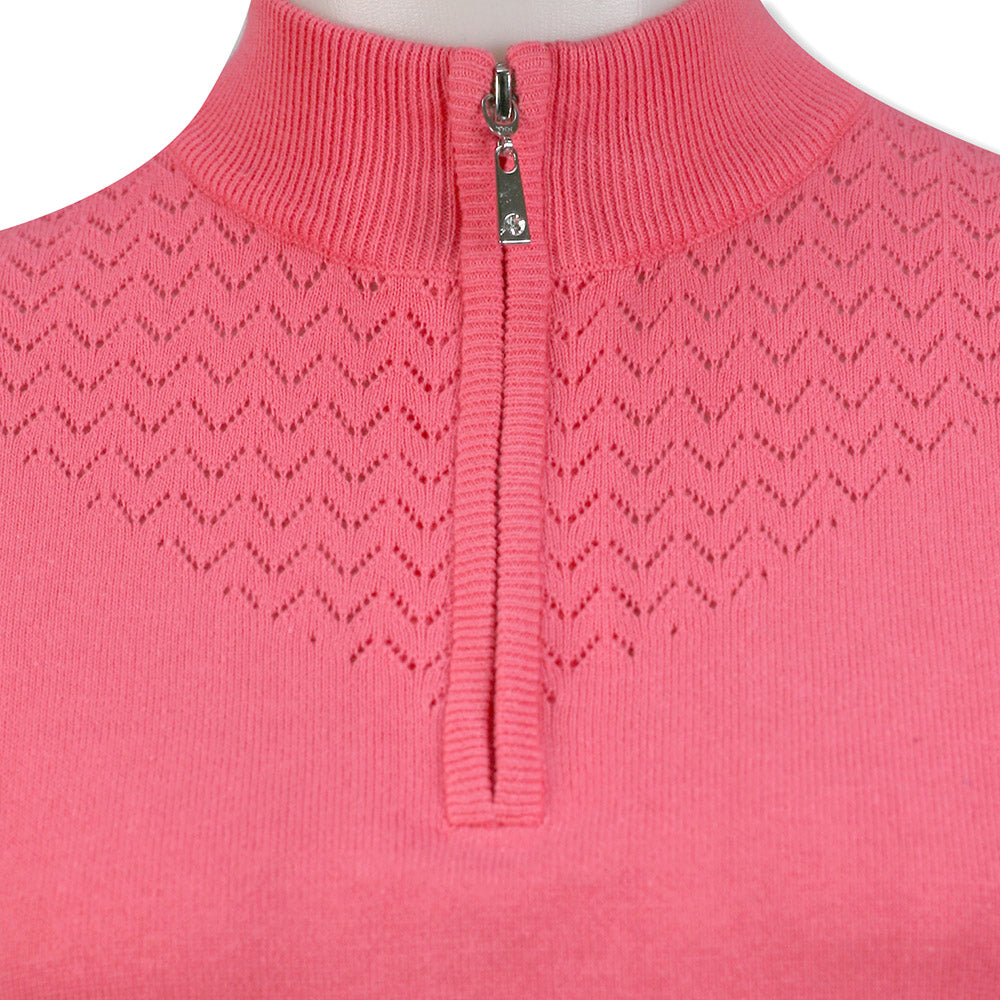 Glenmuir Ladies Sorbet Cotton Sweater with Contrast Stitching - Last One Small Only Left