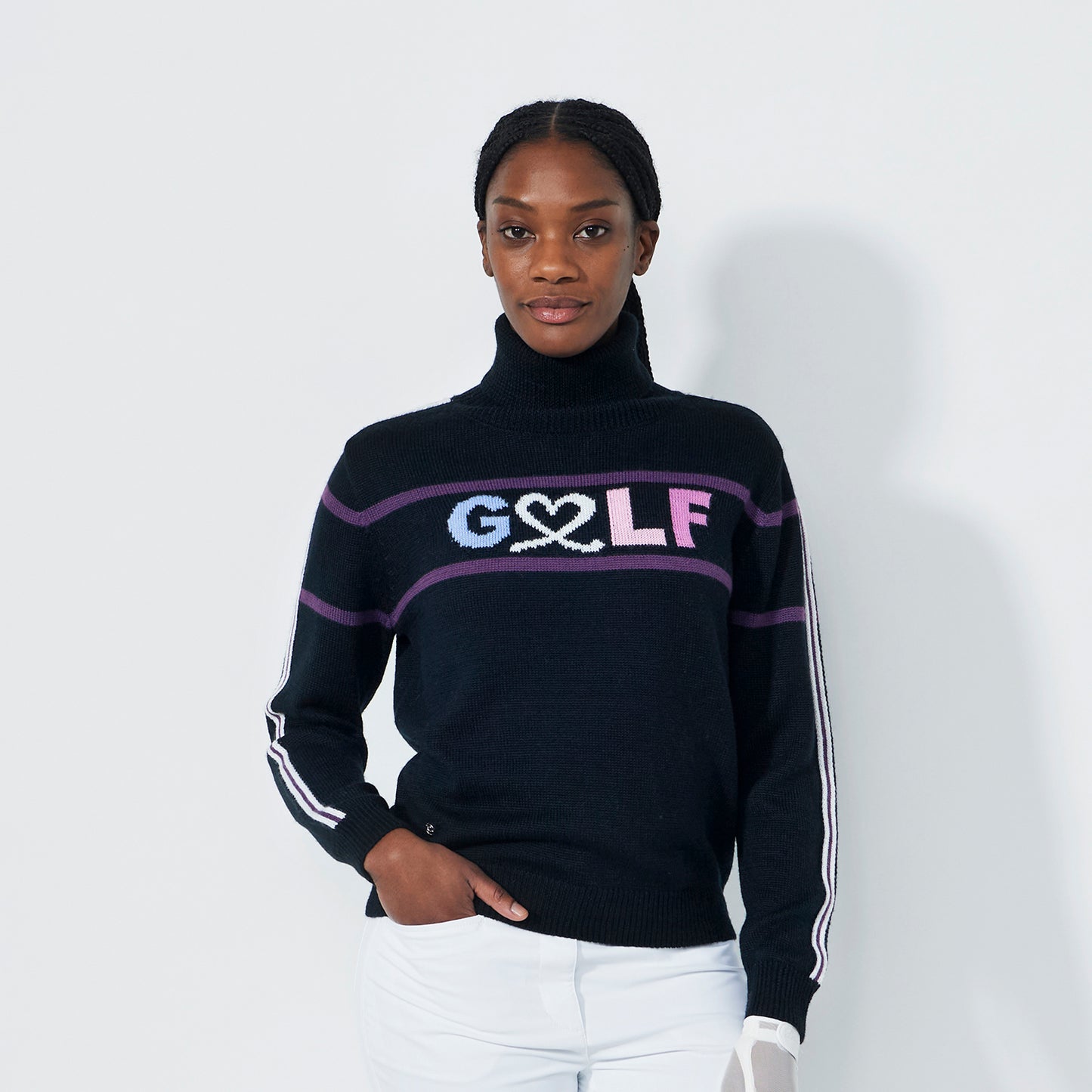 Daily Sports Ladies 'Golf' Roll-Neck Sweater in Black