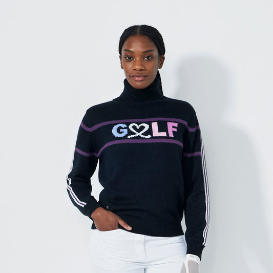 Daily Sports Ladies 'Golf' Roll-Neck Sweater in Black