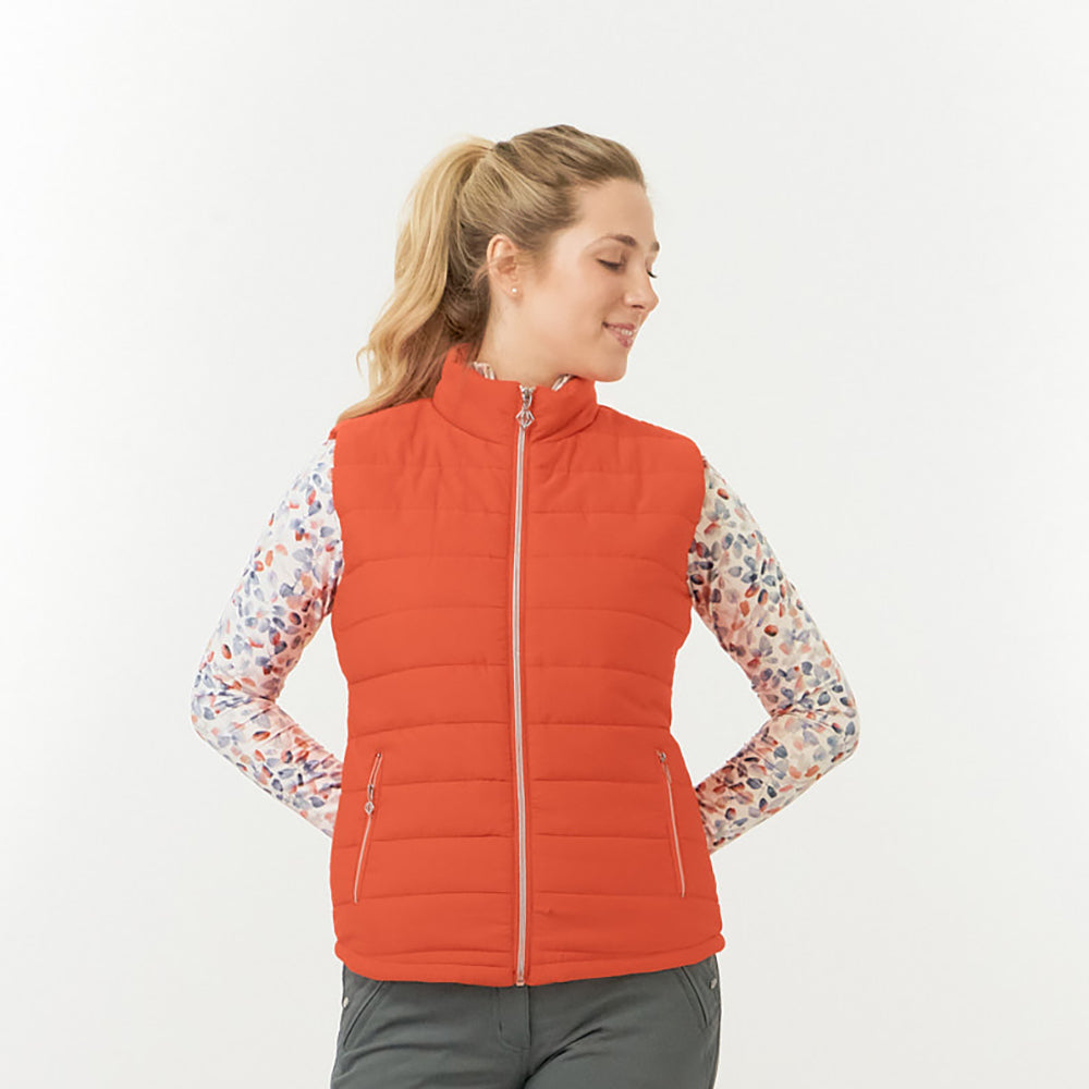 Pure Golf Ladies Insulated Quilted Gilet in Ember Orange