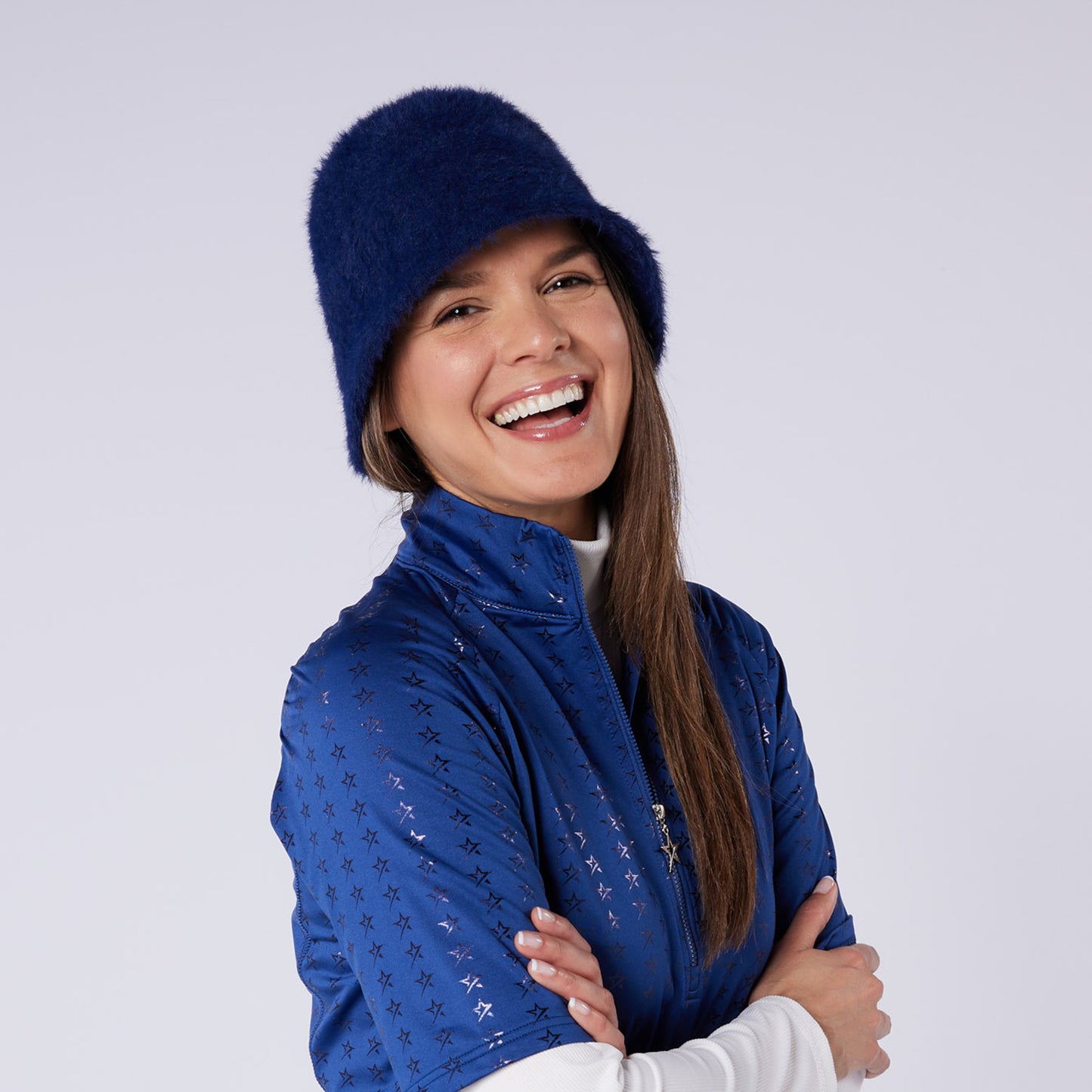 Swing Out Sister Faux Fur Bucket Hat in Navy