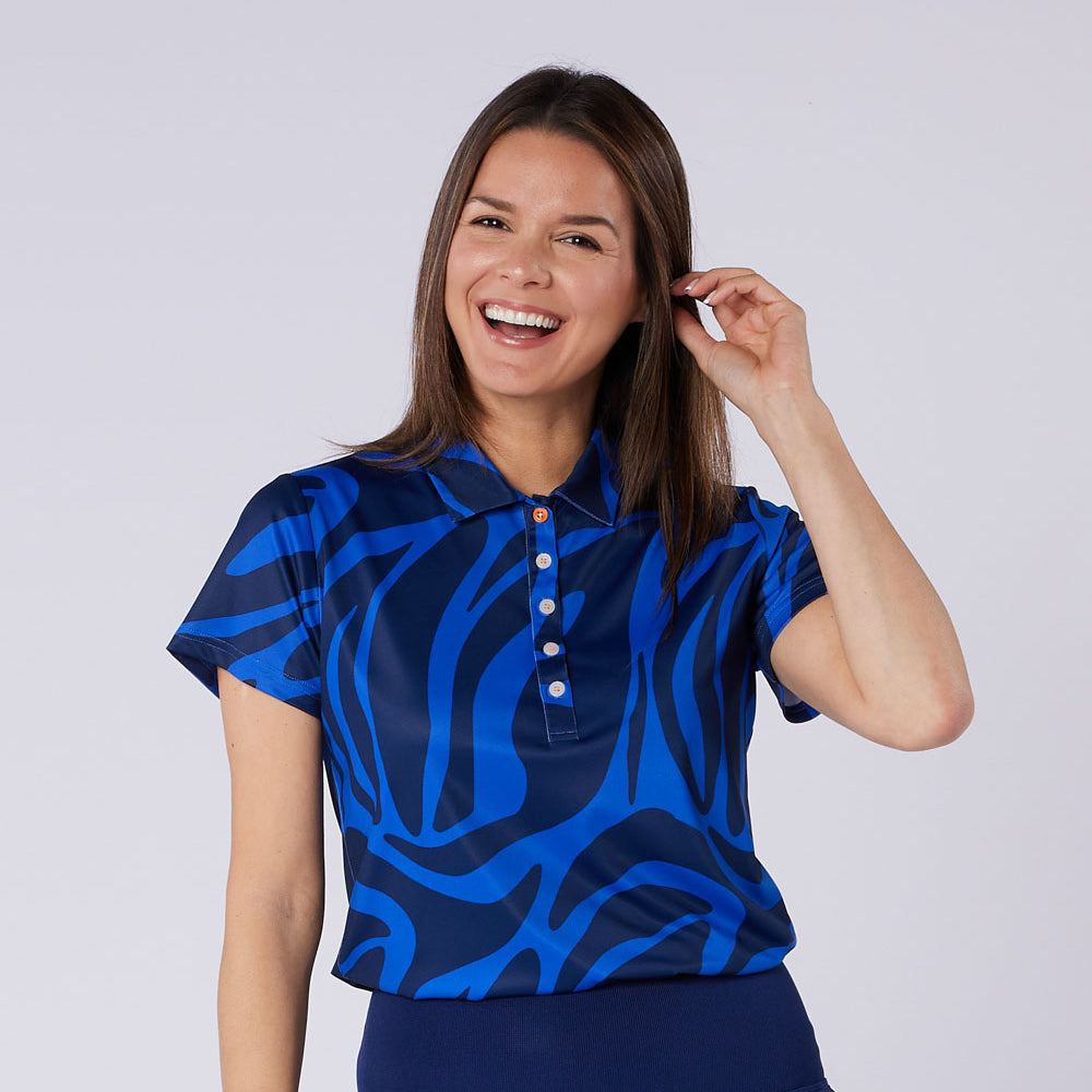 Swing Out Sister Ladies Tiger Stripe Cap Sleeve Polo