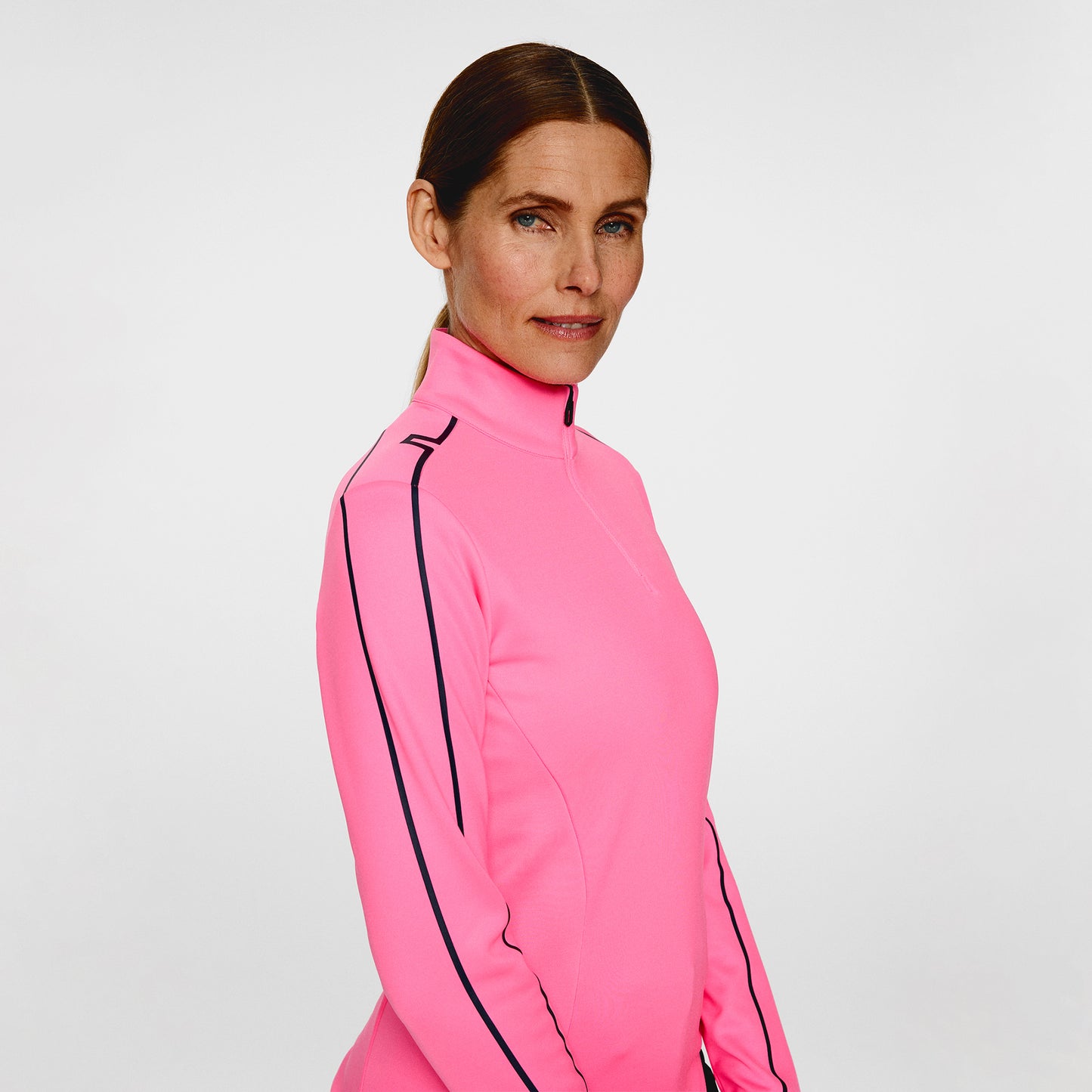 J.Lindeberg Ladies Zip-Neck Mid-Layer with Stripe Detailing