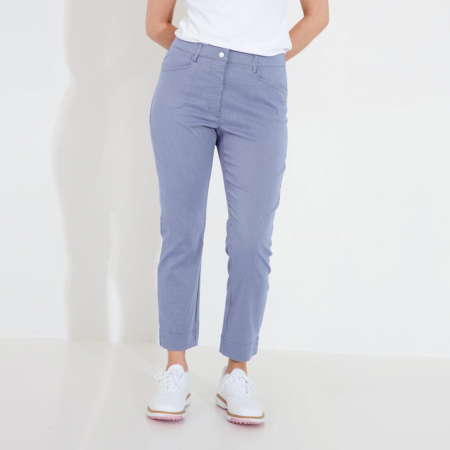 Abacus Ladies 7/8 Pinstripe Trousers - Effortless Style & Performance