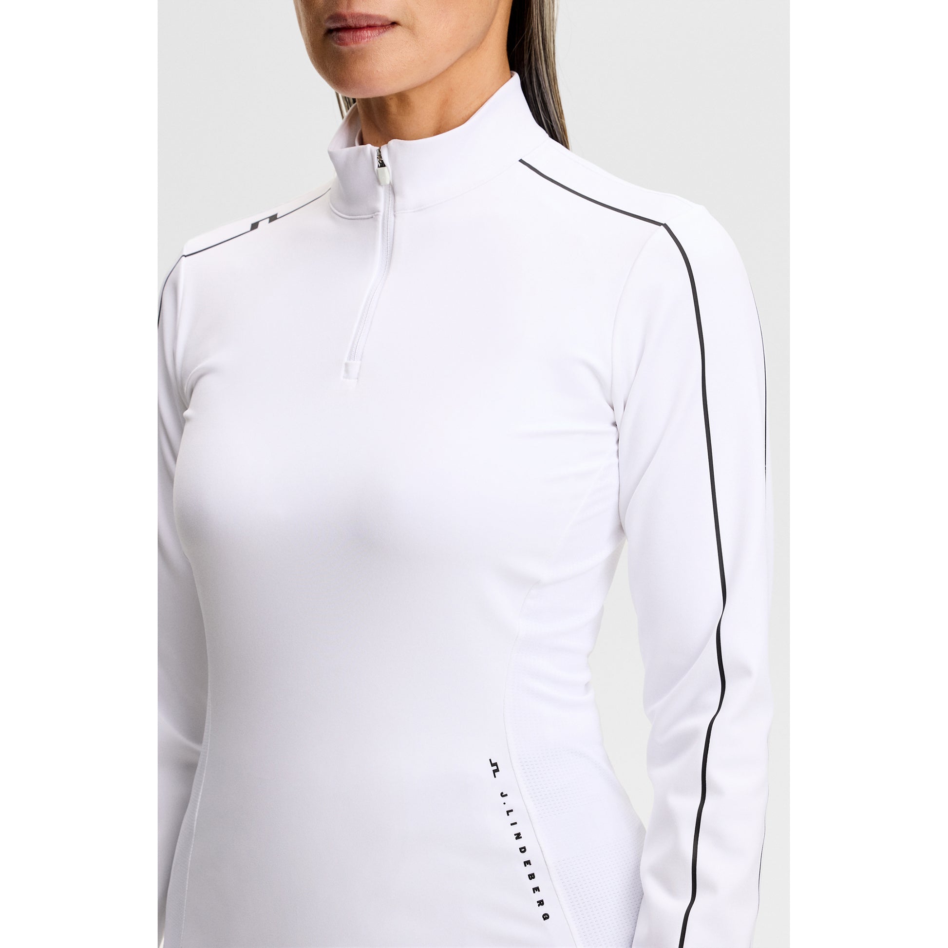 J.Lindeberg Ladies Zip-Neck Mid-Layer for a Sleek Silhouette On & Off the Course