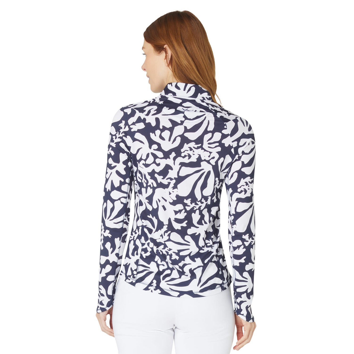 Callaway Ladies Navy Abstract Floral Print Golf Top