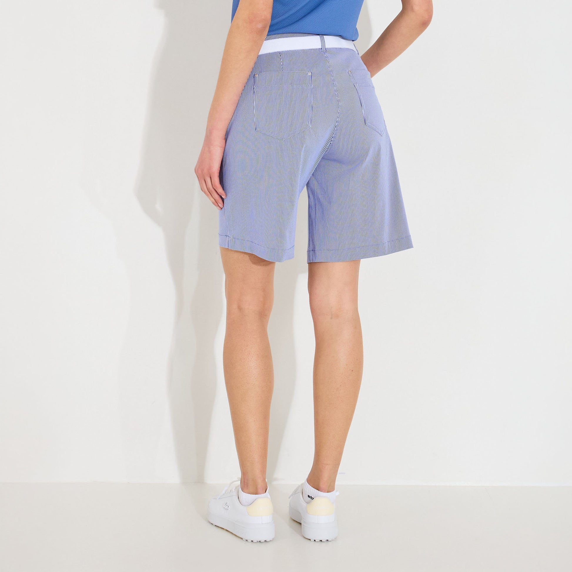 Abacus Ladies Wide Leg Pinstripe Shorts - Effortless Style & Performance 