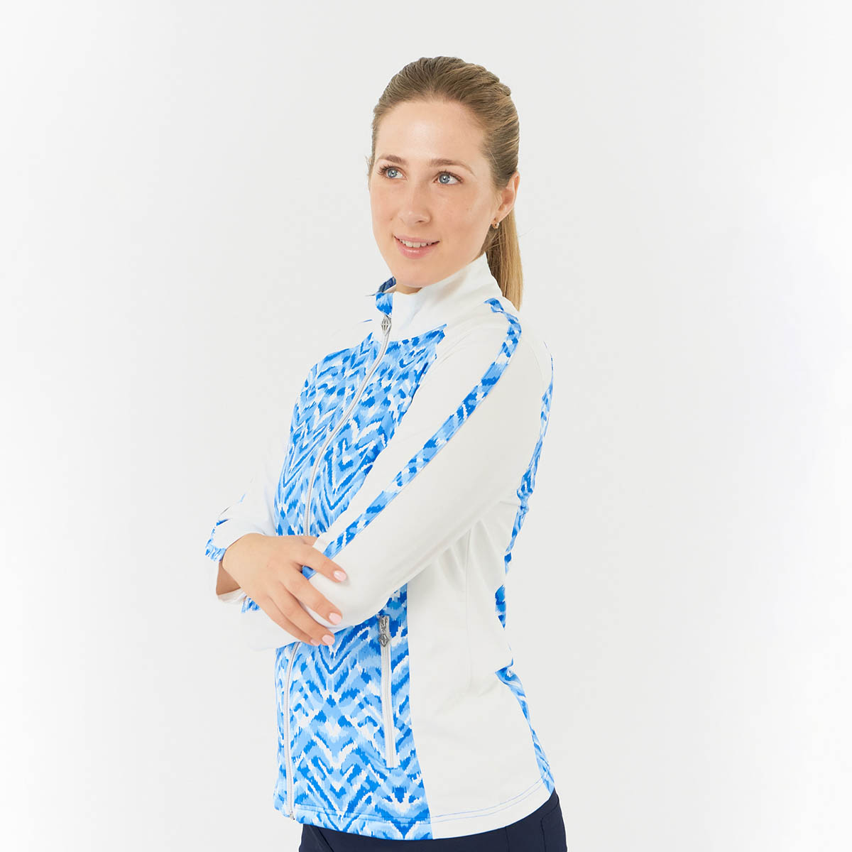 Pure Ladies Lightweight Full Zip Jacket in Ikat Print