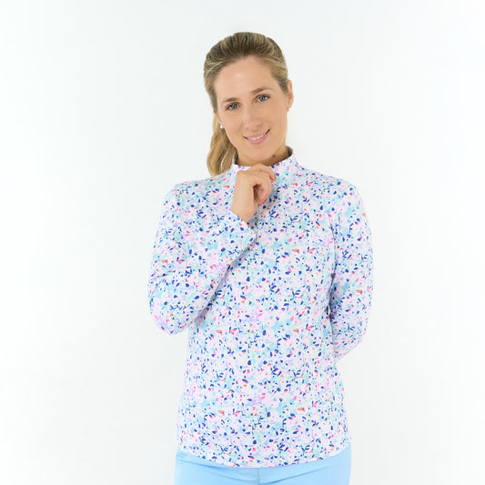 Pure Ladies Long Sleeve Golf Top with Mesh Panels for Breathable Comfort & Sleek Style
