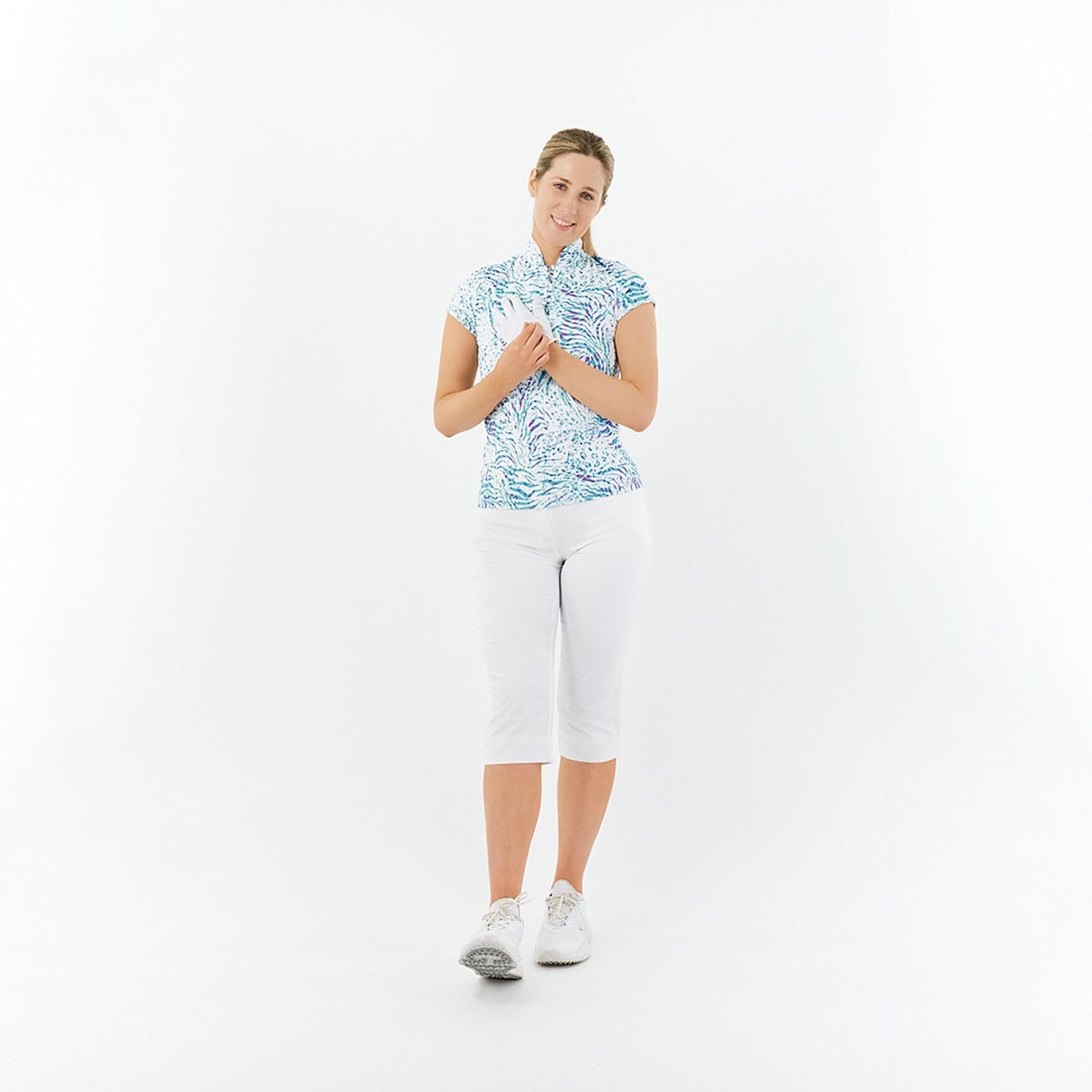 Pure Fierce Fusion Print Short Sleeve Polo with Zip Neck 