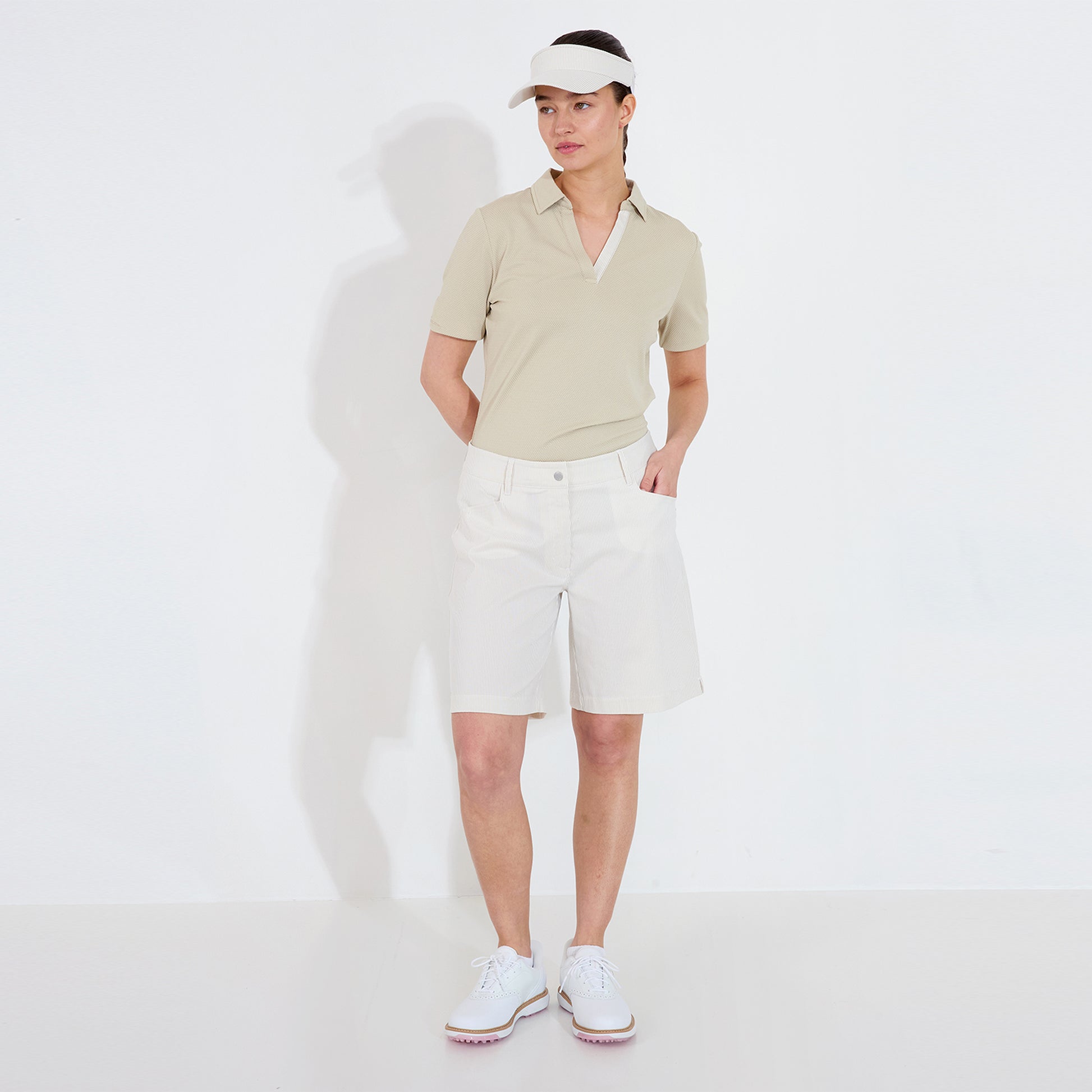 Abacus Ladies Wide Leg Pinstripe Shorts - Effortless Style & Performance 