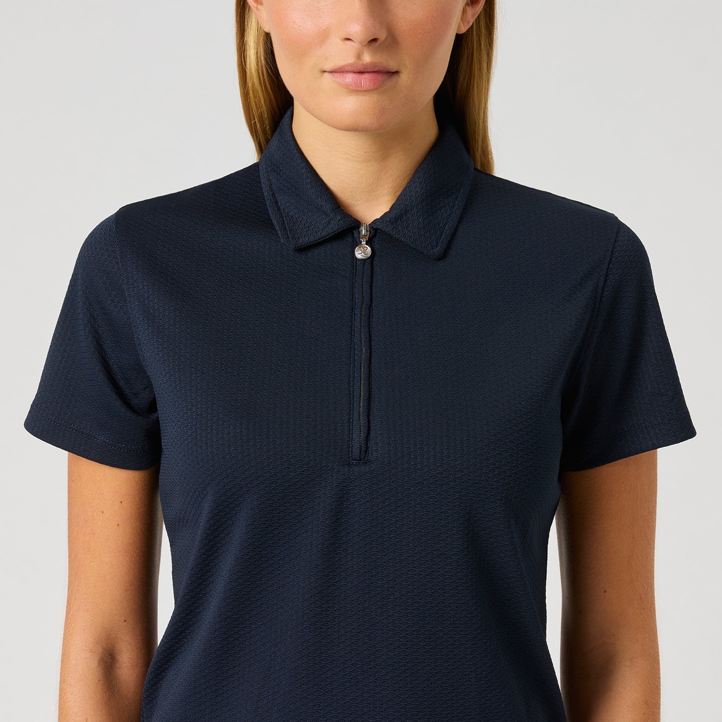 Daily Sports Honeycomb Structured Short Sleeve Polo Shirt in Navy