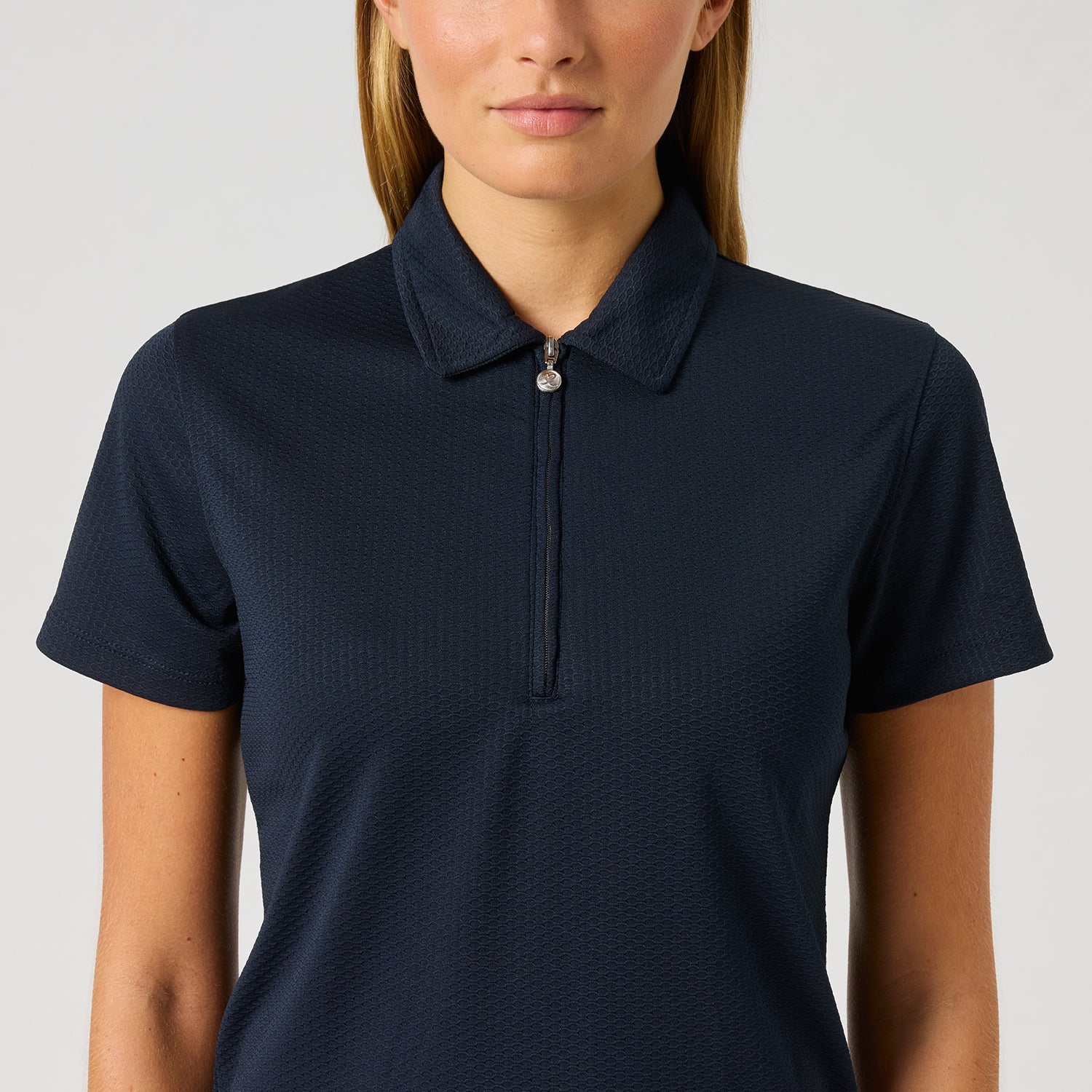 Daily Sports Honeycomb Structured Short Sleeve Polo Shirt in Navy