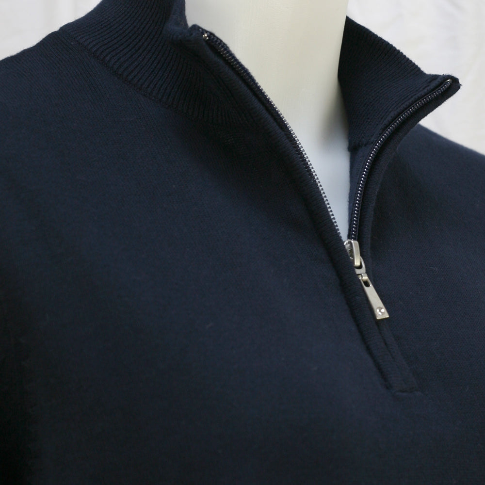 Glenmuir Ladies 100% Cotton Half-Zip Sweater in Navy Blue