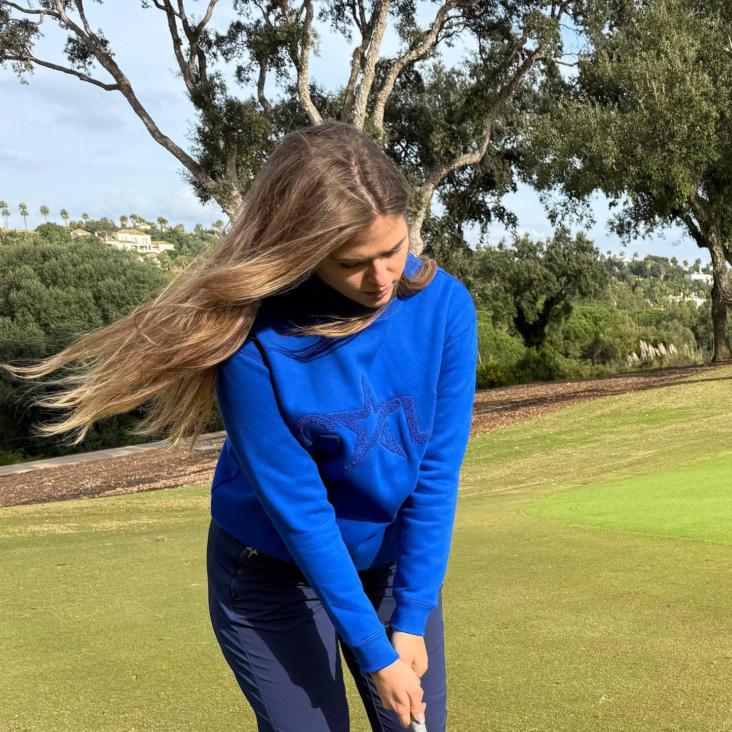 Swing Out Sister Ladies Brushed-Backed Embossed Golf Sweatshirt