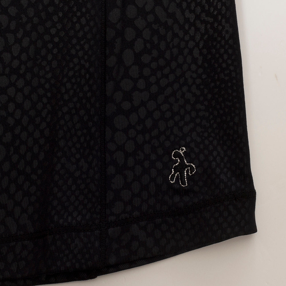 Green Lamb Ladies Snakeskin Print Zip Neck Top in Black - Last One Size 12 Only Left