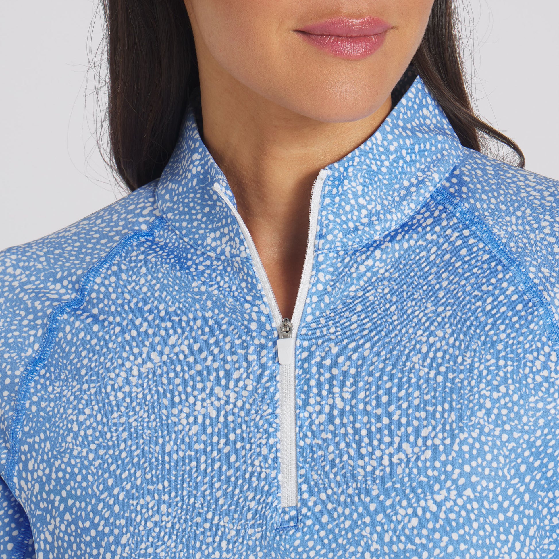 Puma Ladies YOU-V Top with UPF 50+ in Blue Skies with Micro Dot Print