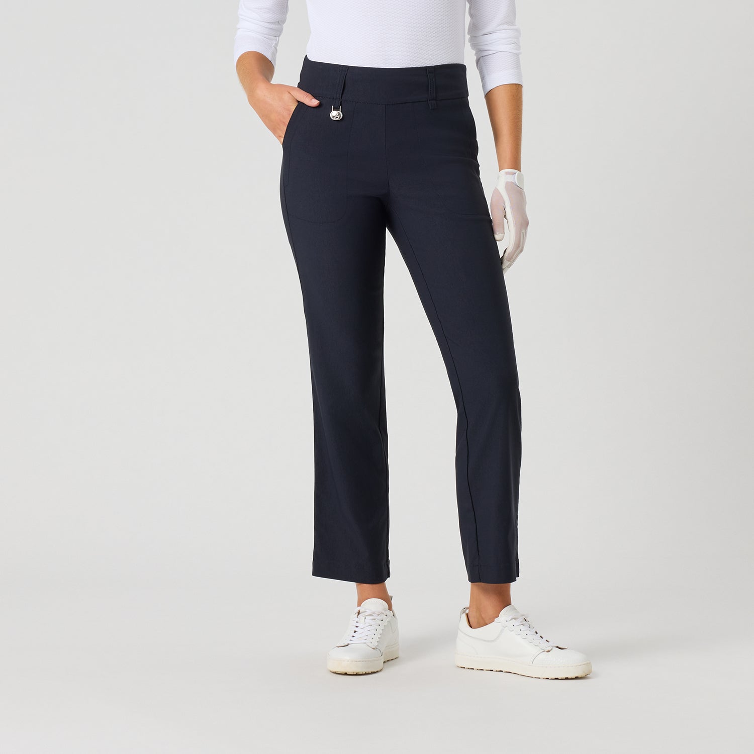 Daily Sports Ladies Pull-On Ankle Trousers with Super-Stretch Finish in Navy
