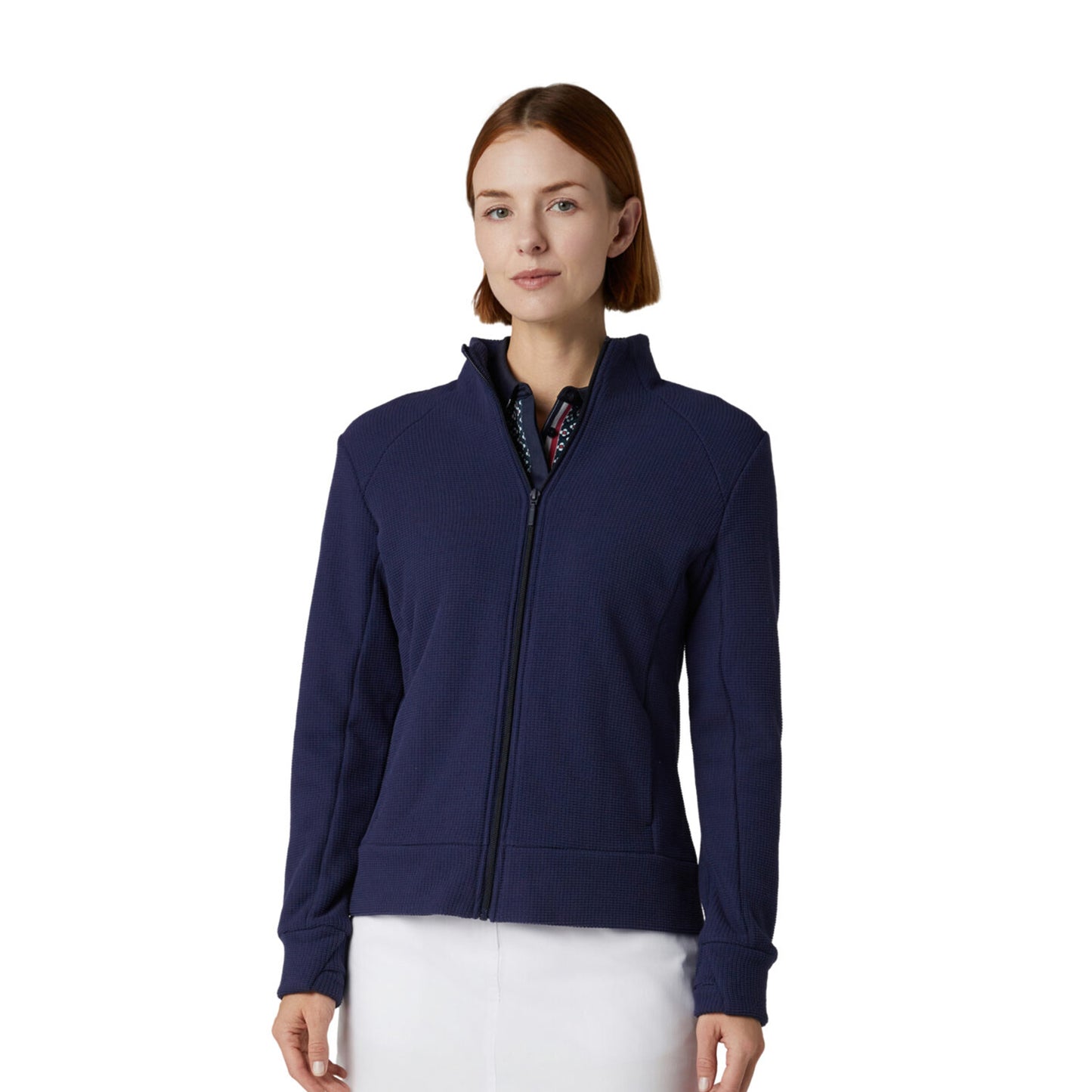 Callaway Ladies Golf Full-Zip Waffle Knit Fleece Jacket in Navy