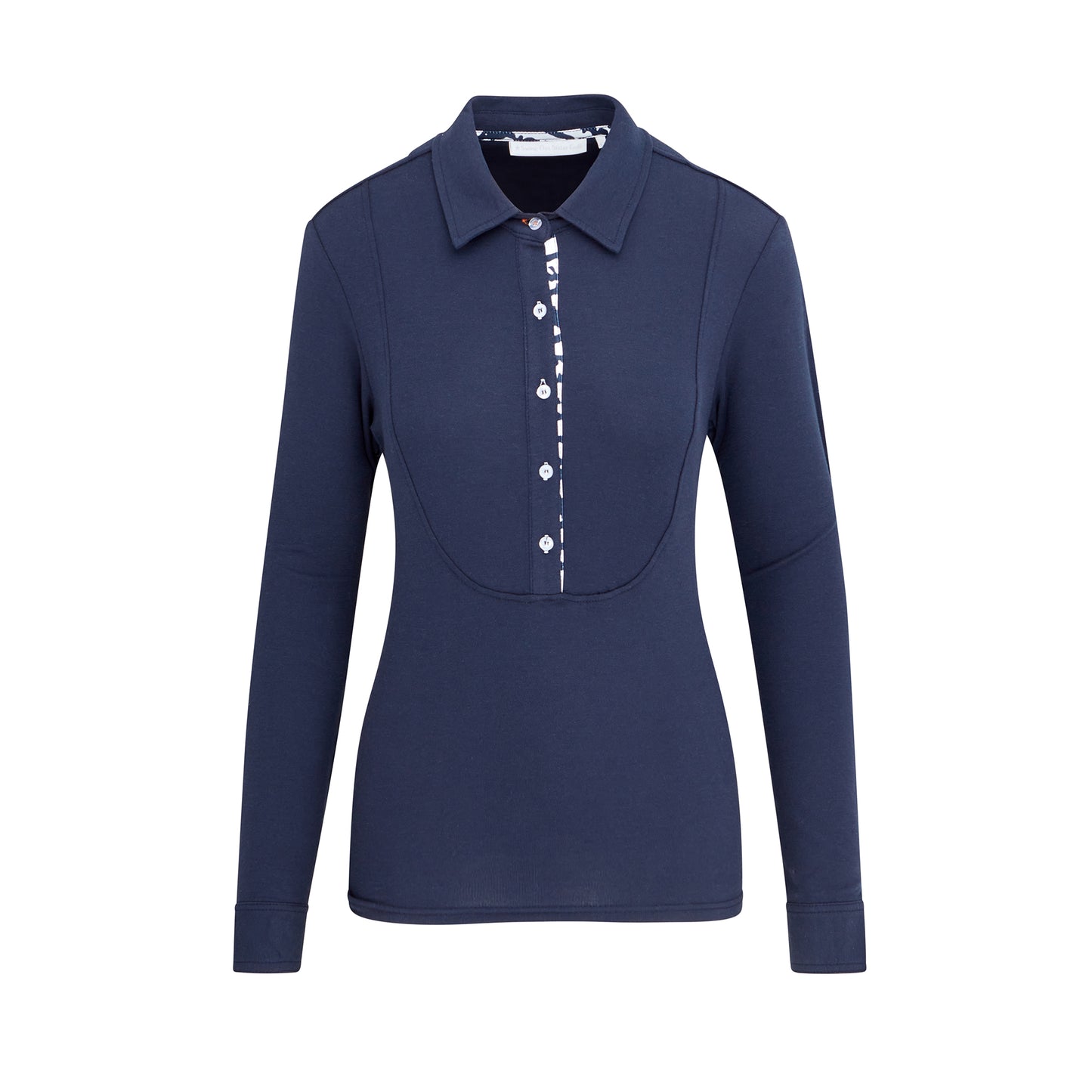Swing Out Sister Ladies Long Sleeve Polo Shirt with Soft Cotton Finish in Navy Blue