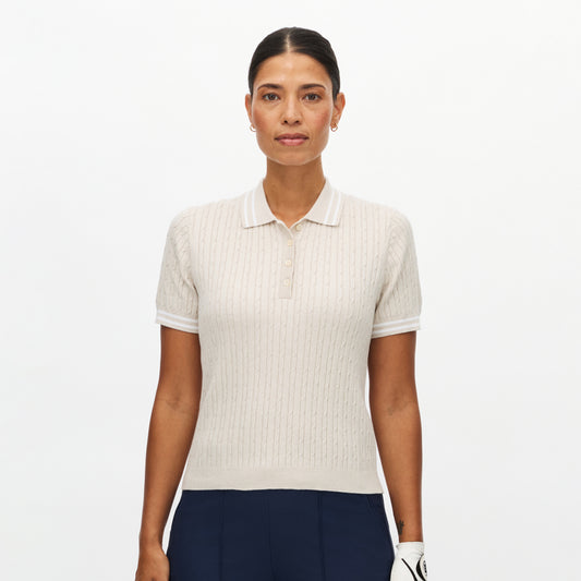 Rohnisch Ladies Cable Knit Polo for Refined Comfort with Timeless Fairway Style