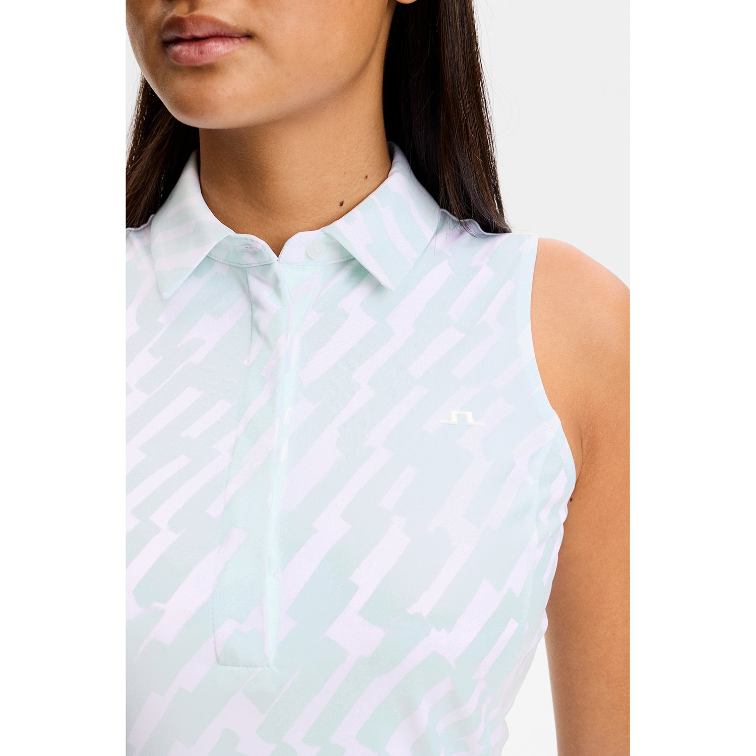 J.Lindeberg Ladies Printed Sleeveless Polo for Lightweight Performance with Standout Style