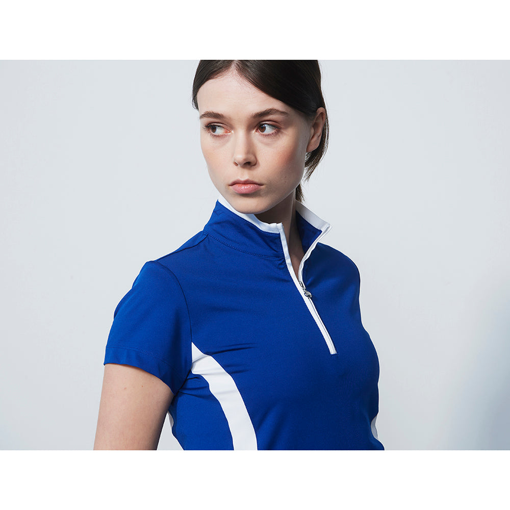 Daily Sports Ladies Cap Sleeve Polo Shirt with Contoured Side Panels in Spectrum Blue