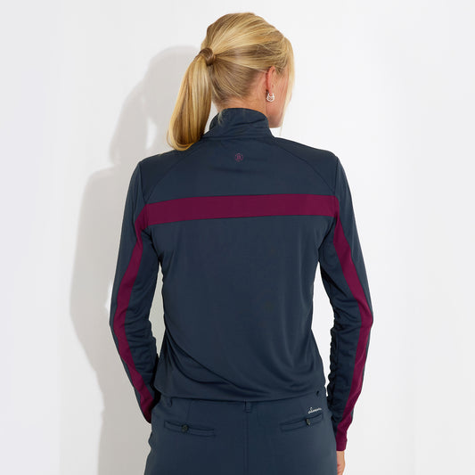 Abacus Ladies Zip-Neck Top with Colour Block Detailing - Cool Comfort, Confident Coverage