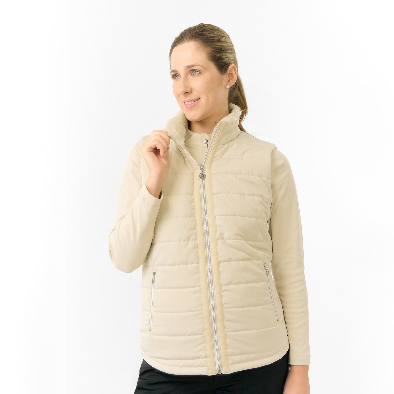 Pure Golf Ladies Insulated Faux Fur Collar Gilet