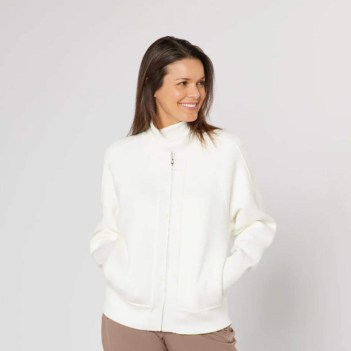 Swing Out Sister Ladies Bomber-Style Lined Cardigan