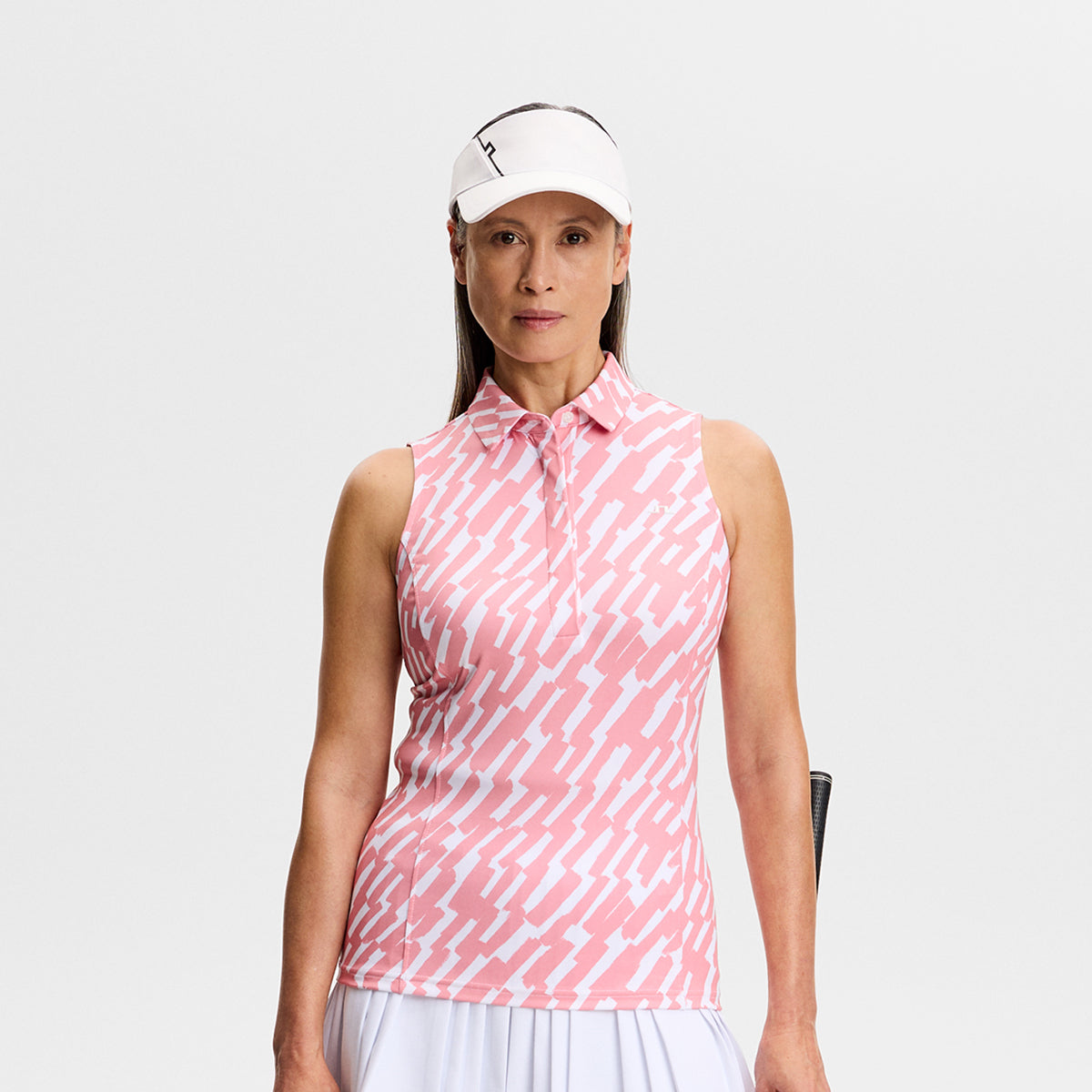 J.Lindeberg Ladies Printed Sleeveless Polo for Lightweight Performance with Standout Style
