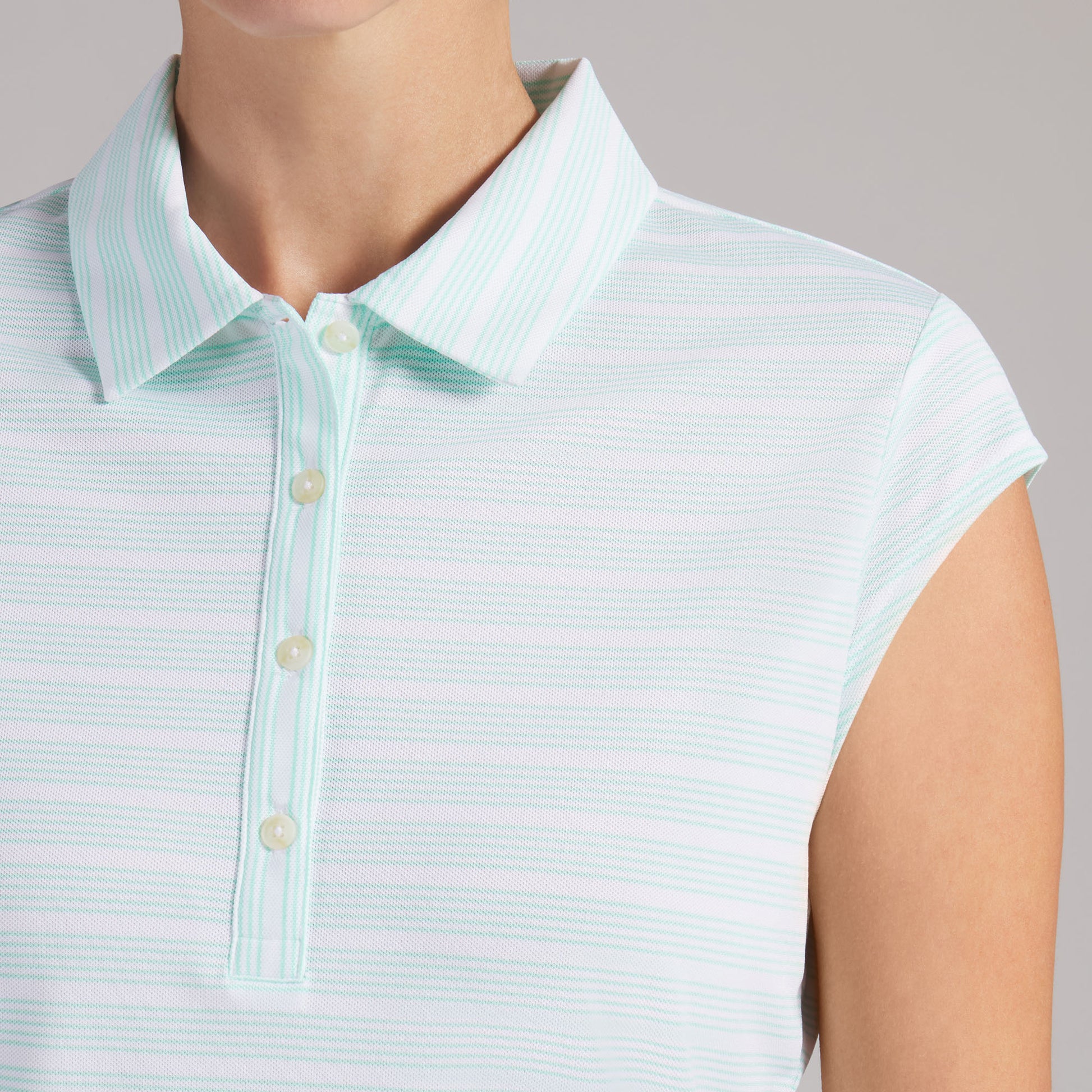 Puma Golf Ladies Pique Stripe Polo with Pretty Cap Sleeves for a Feminine Finish