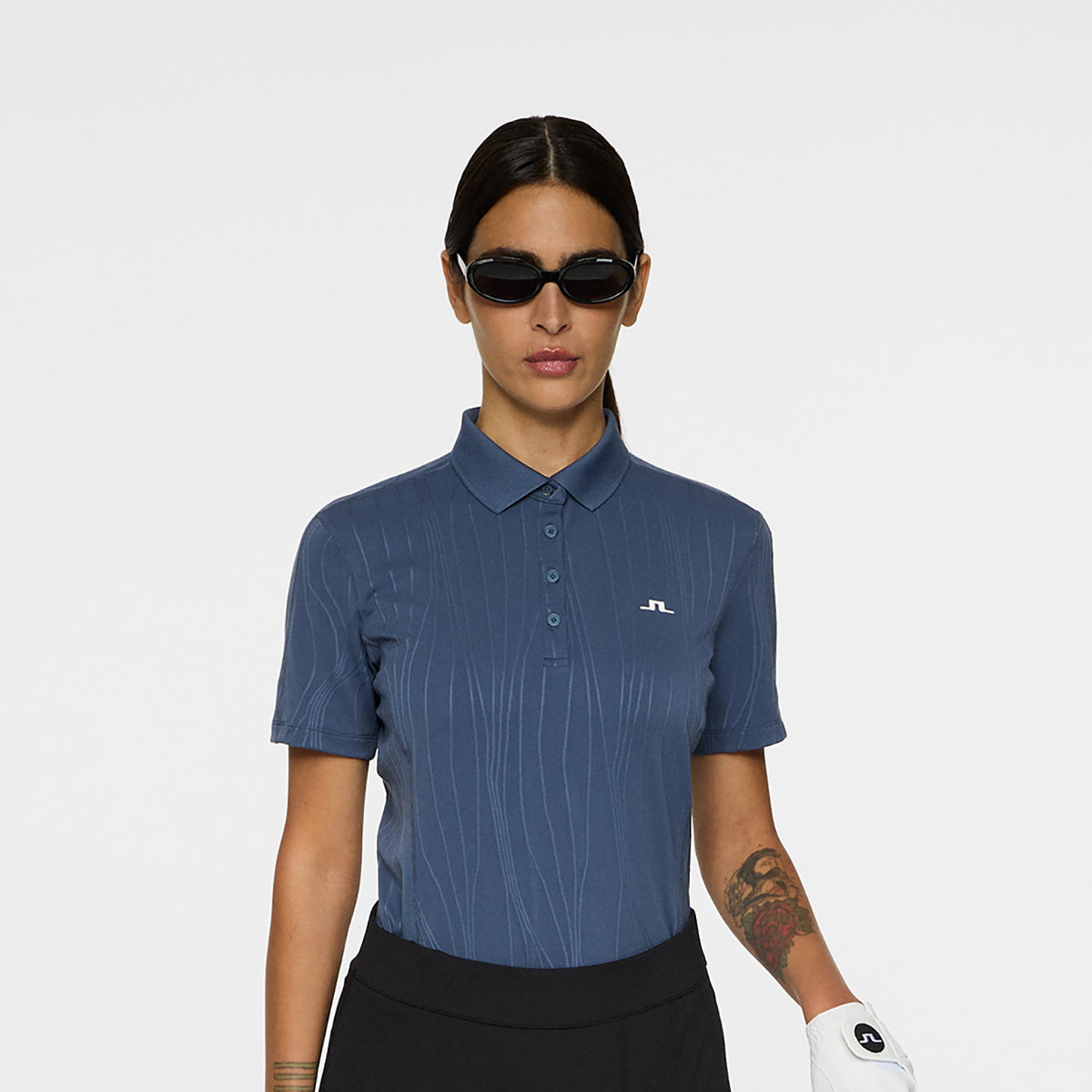 J.Lindeberg Ladies Polo with Subtle Wave Print