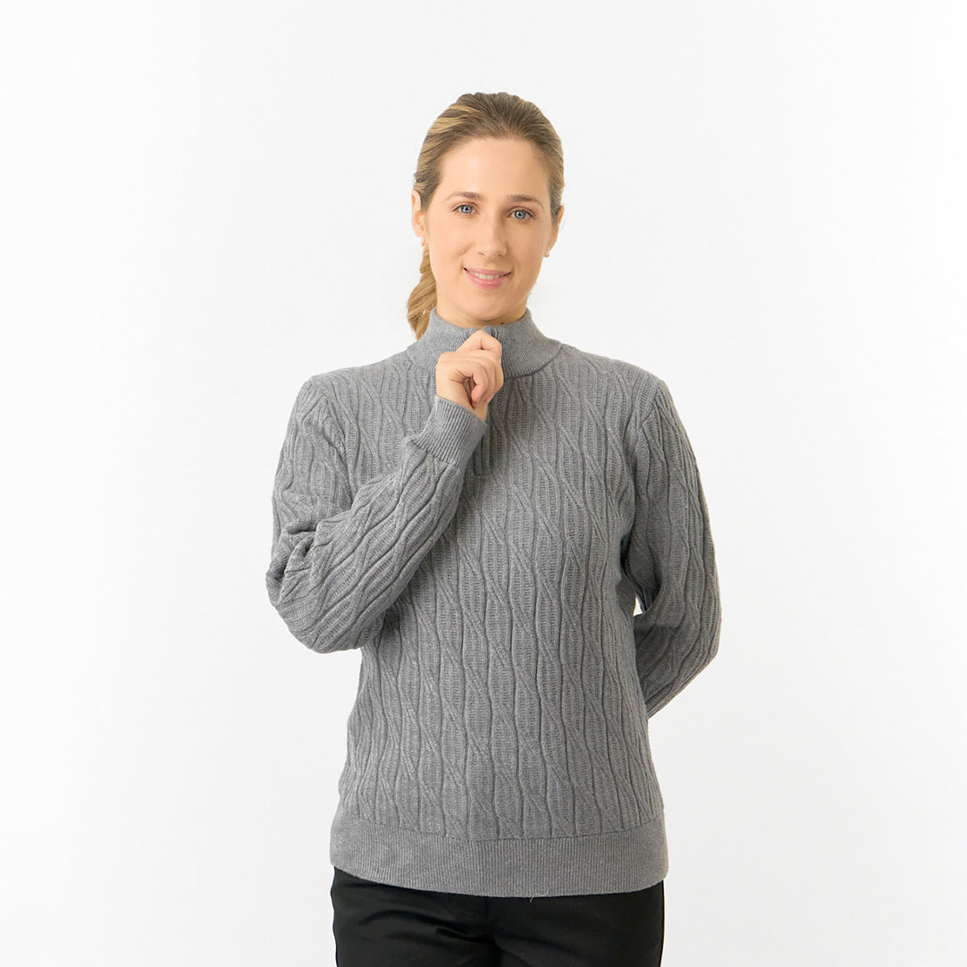 Pure Golf Ladies Quarter Zip Cable Knit Lined Sweater